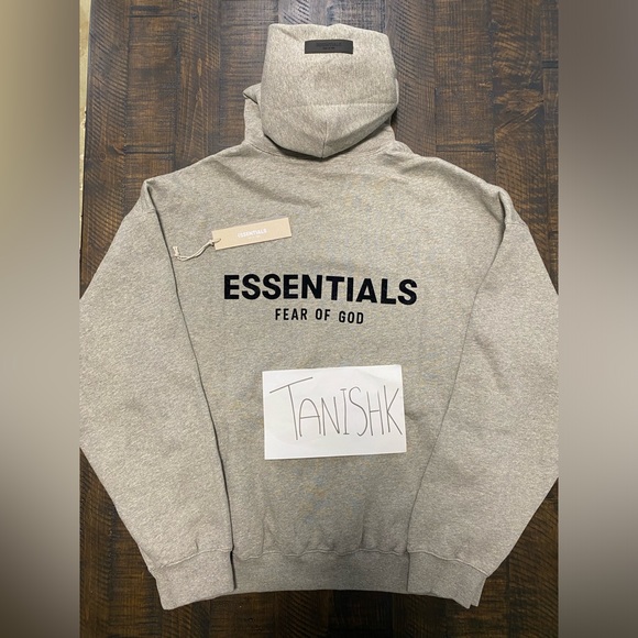 Dark Oatmeal Grey Essentials Hoodie - Picture 1 of 7
